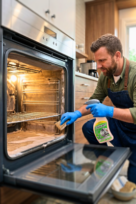 Using E-Gleam to clean an oven